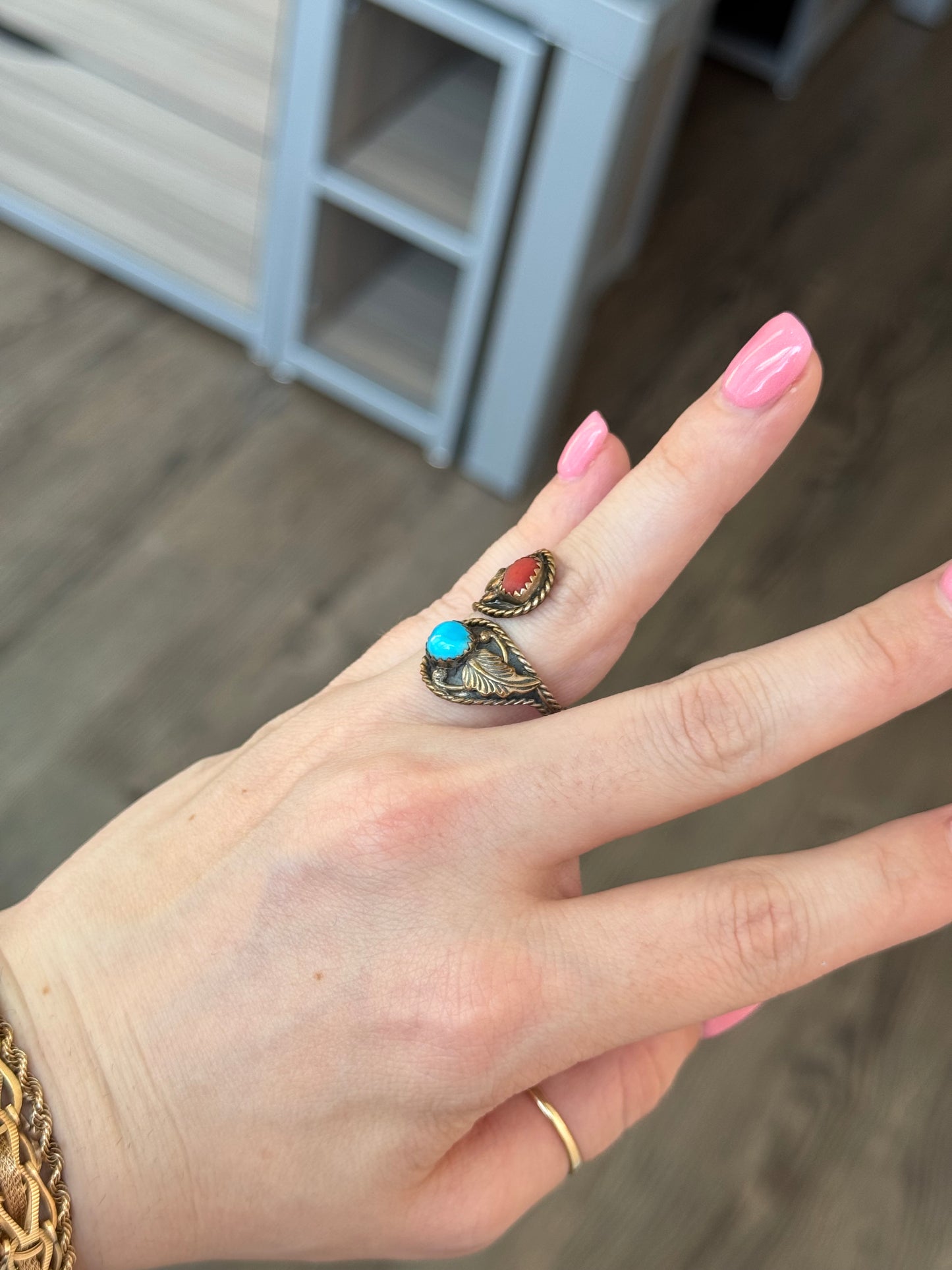Sterling Gold Washed Ring - size 7.5 (flexible)