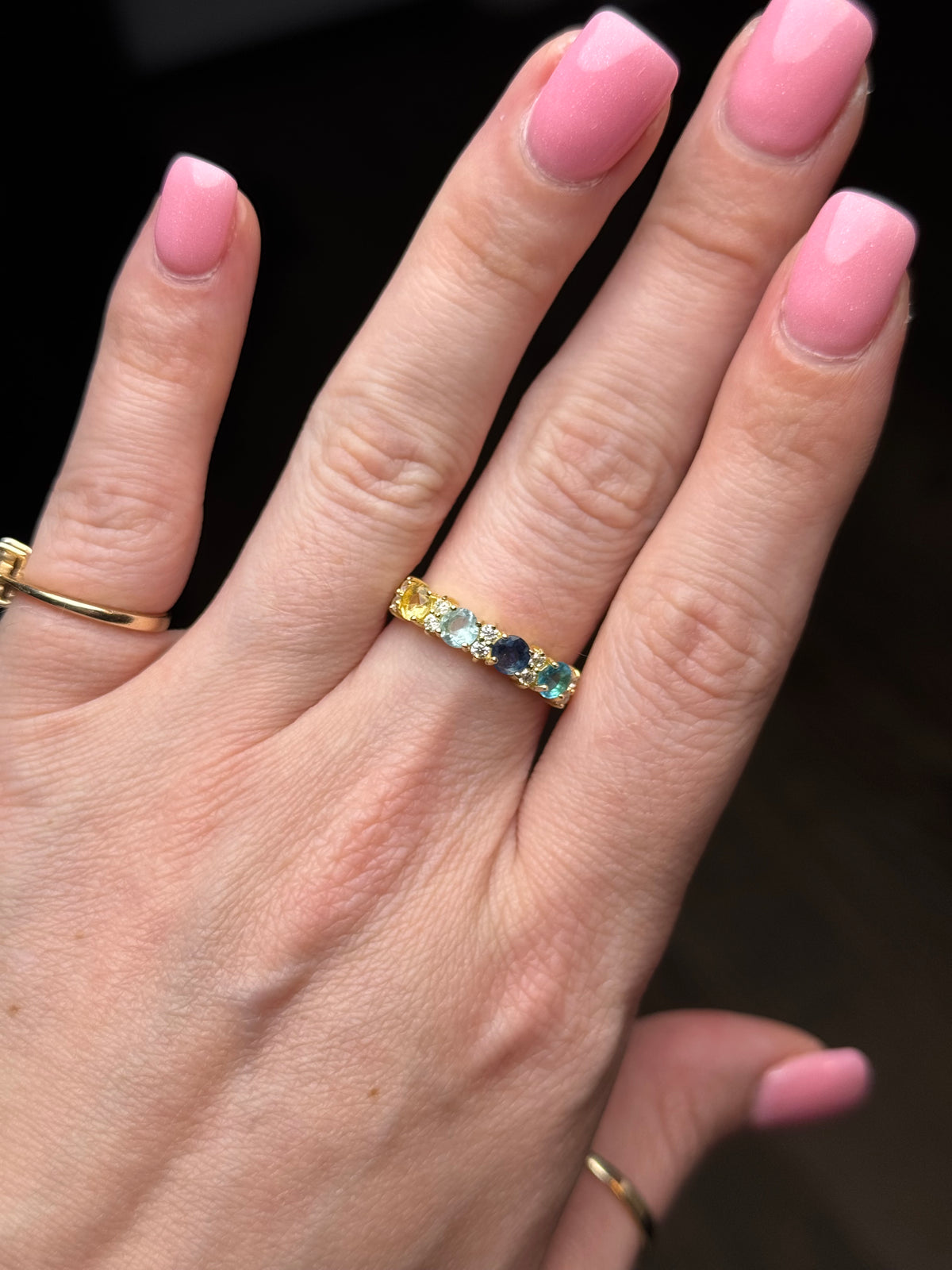 Sterling in gold, CZ, size 9