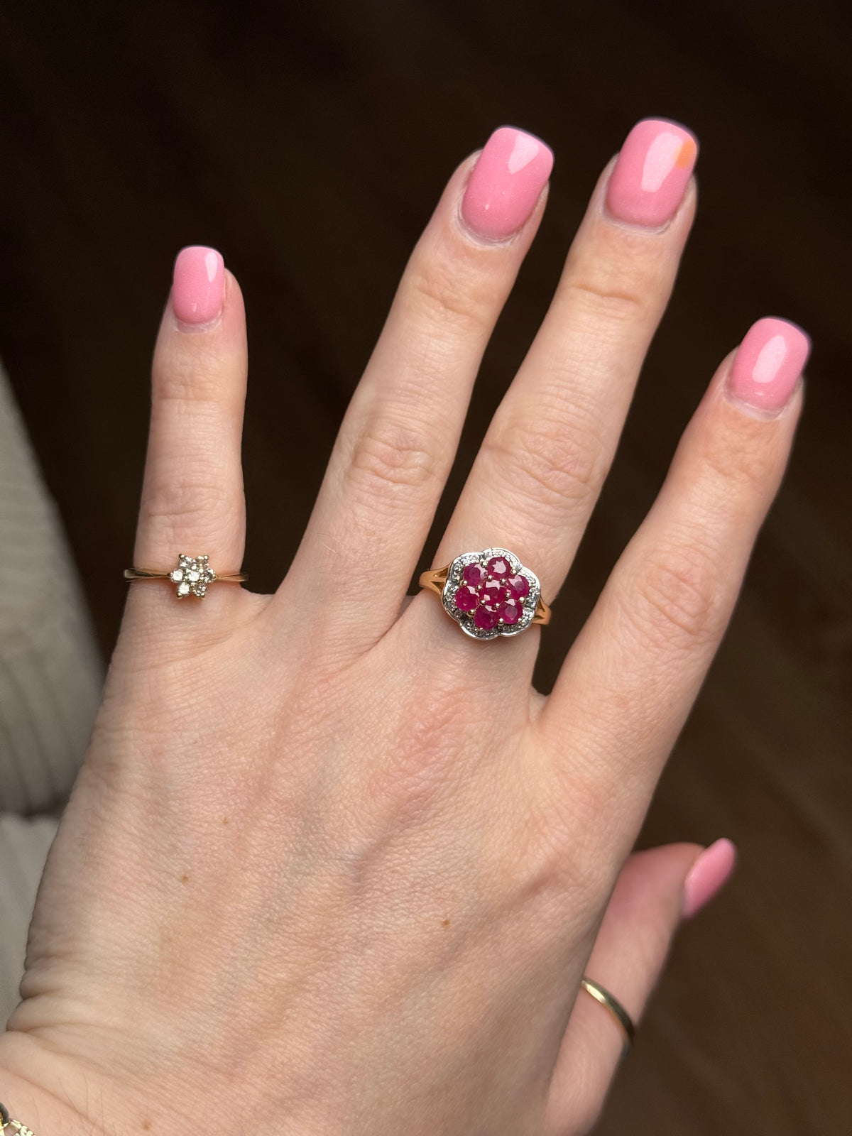 14k Ruby Diamond Ring - size 7-7.25