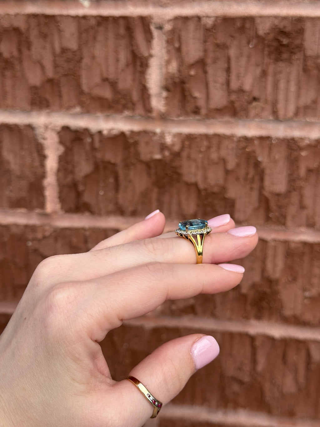 10K Gold Blue Topaz & Diamond Ring – Size 5
