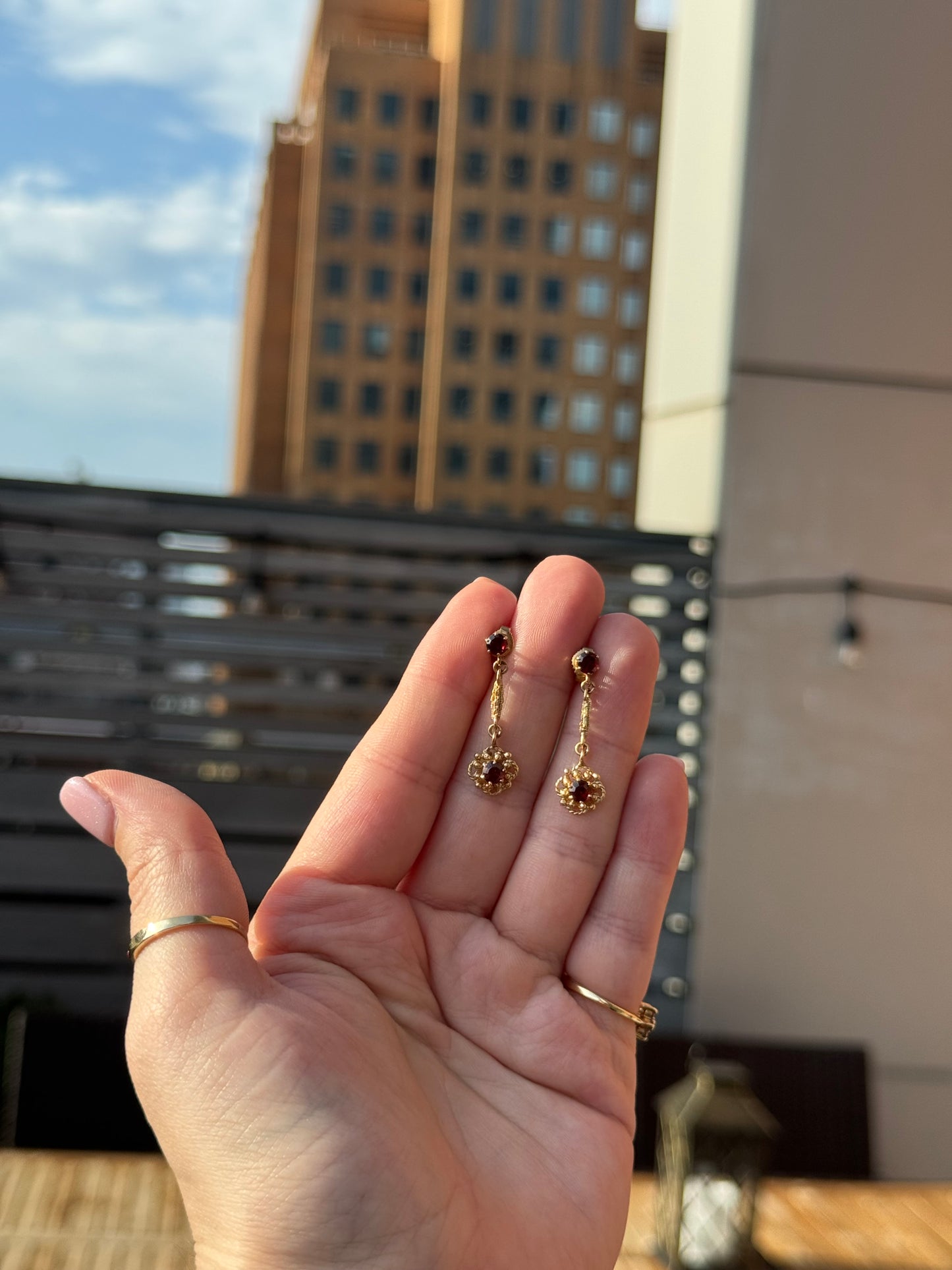 14k garnet earrings