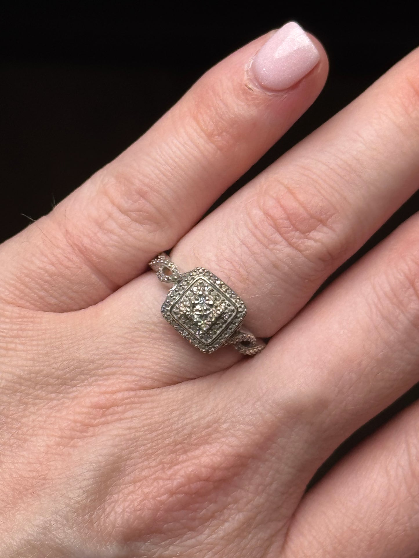 Sterling Diamond Ring - Size 6.75
