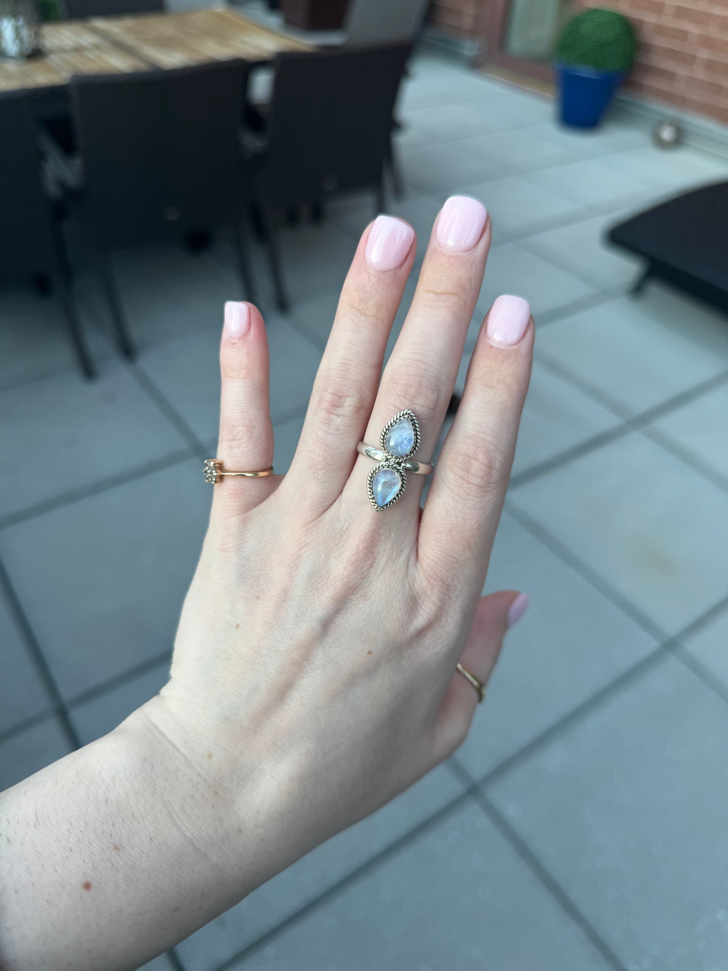 Sterling Silver Moonstone Ring – Size 9