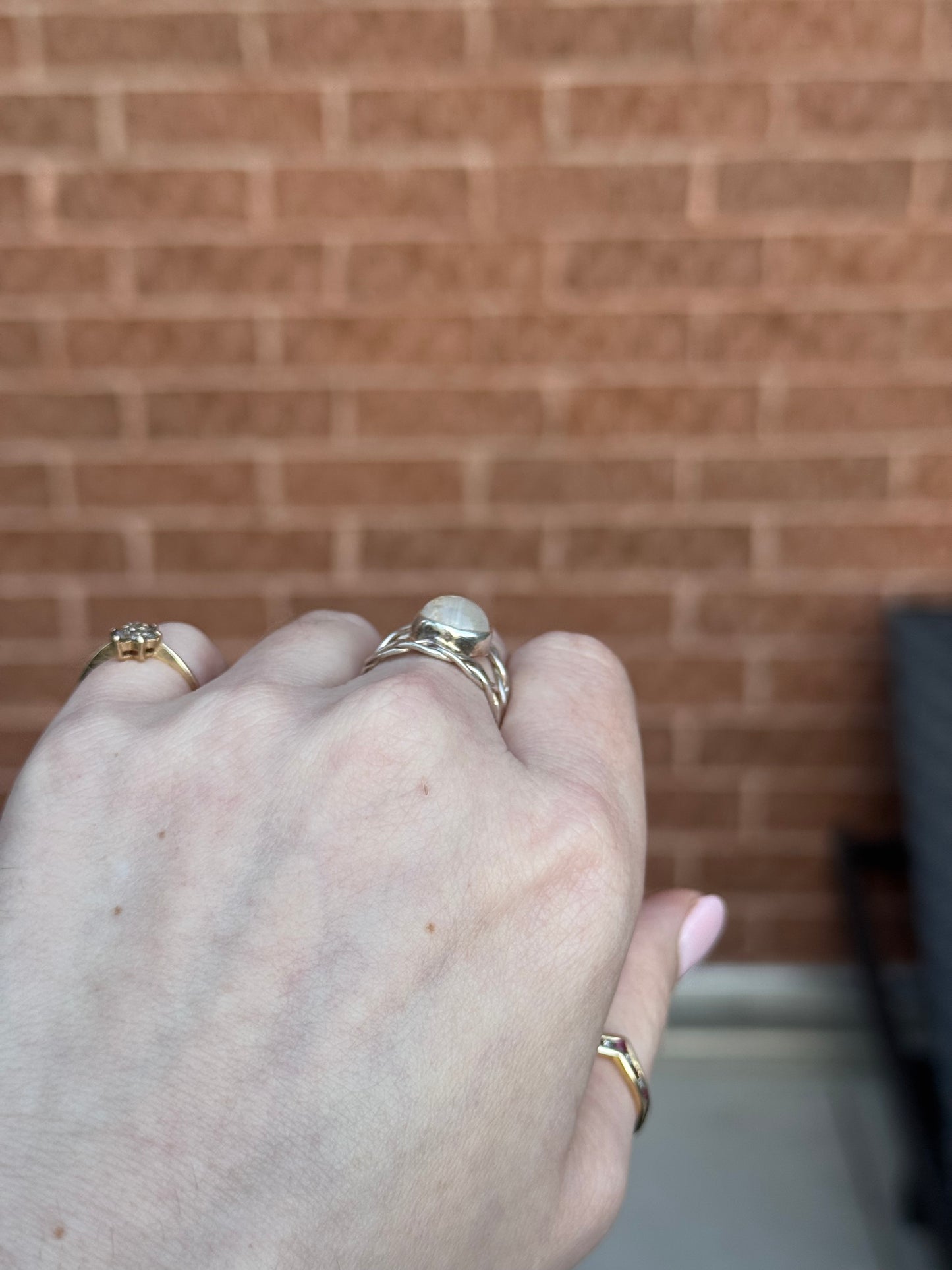 Sterling Silver Moonstone Ring - Size 8
