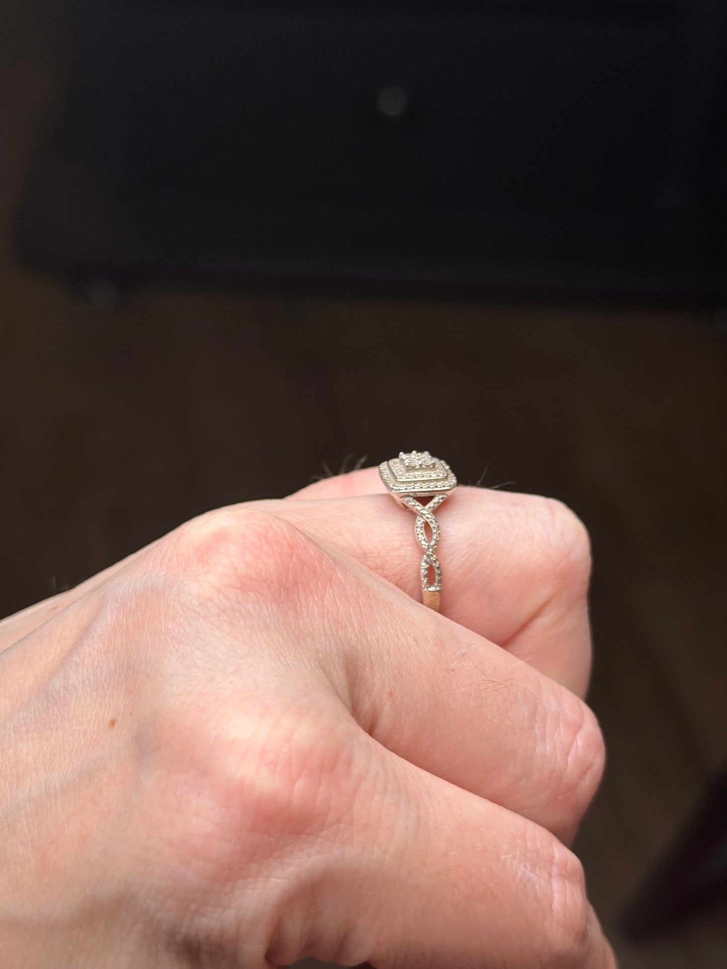 Sterling Diamond Ring - Size 6.75
