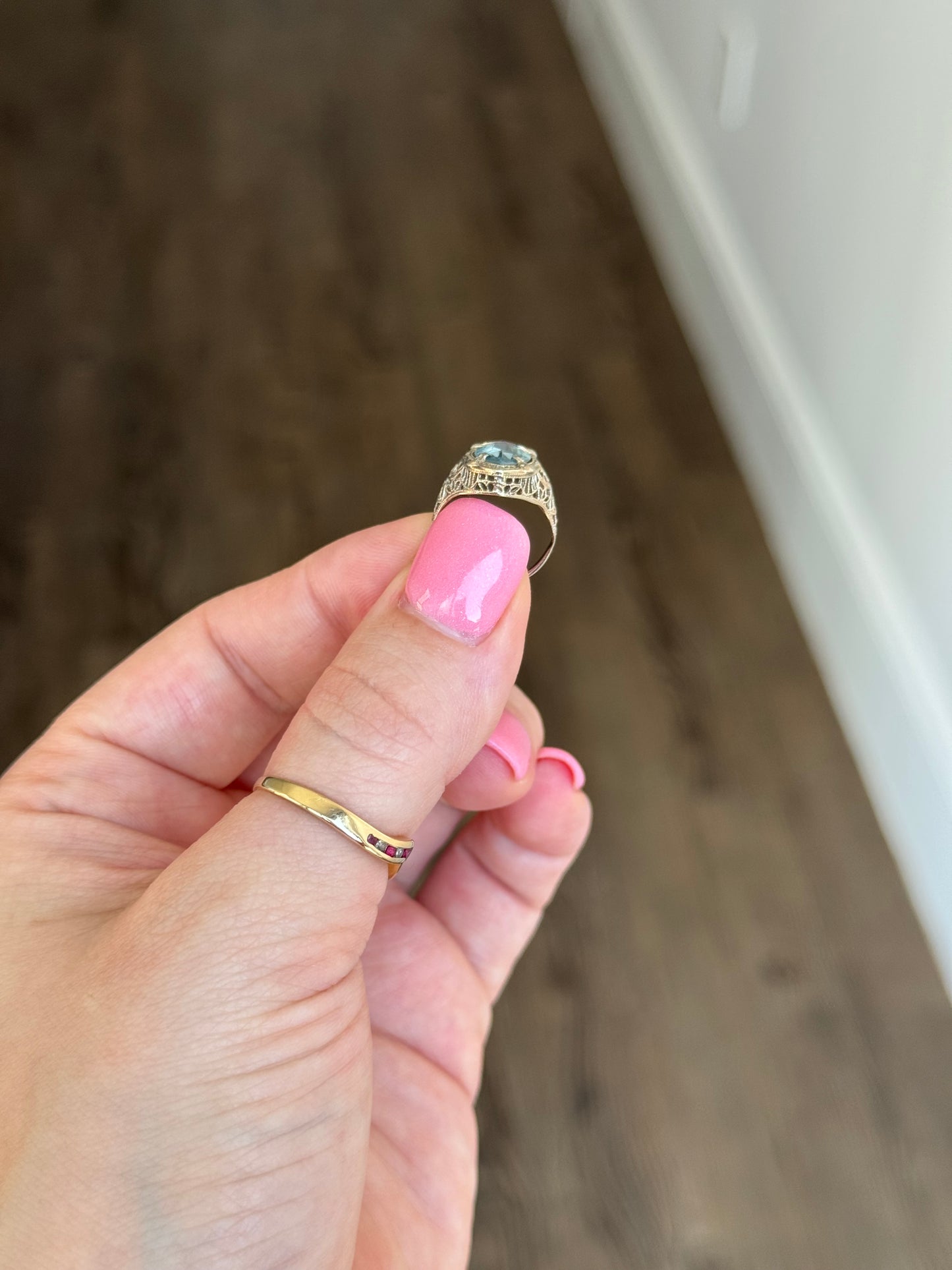 10k White Gold A&S Federated Abraham & Strauss Pinky Ring - Size 2.5