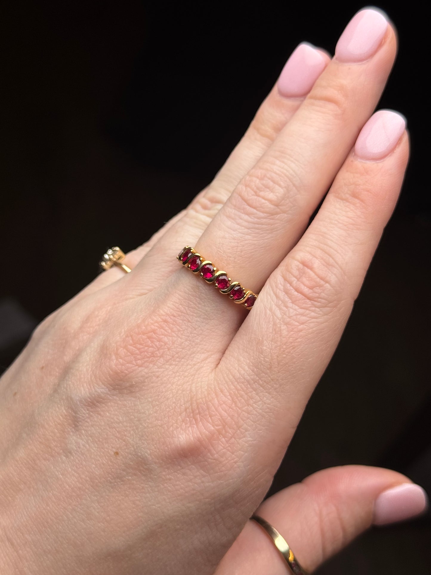 Sterling Vermeil Ruby Eternity Band - Size 9