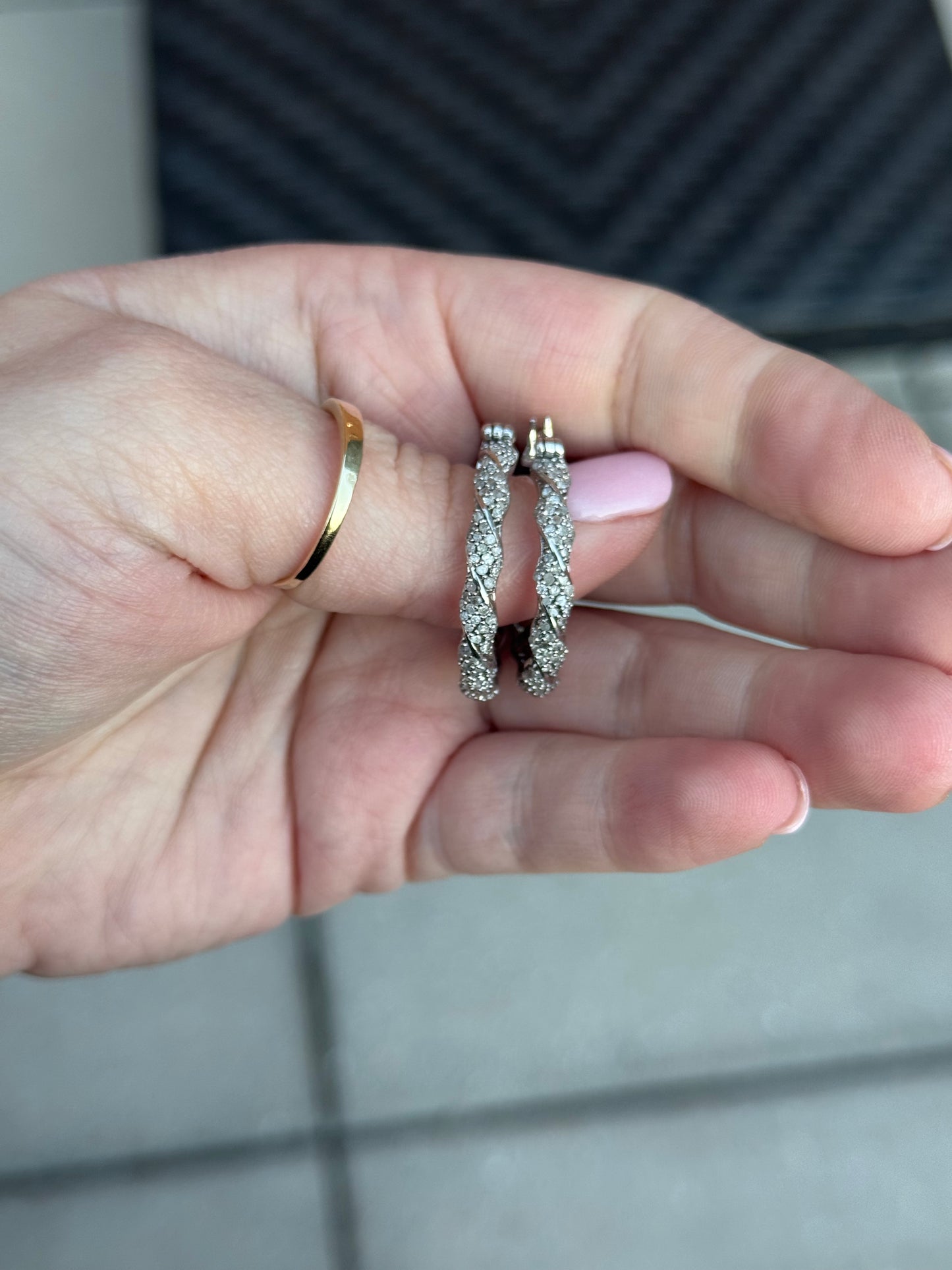 Sterling Diamond Hoops
