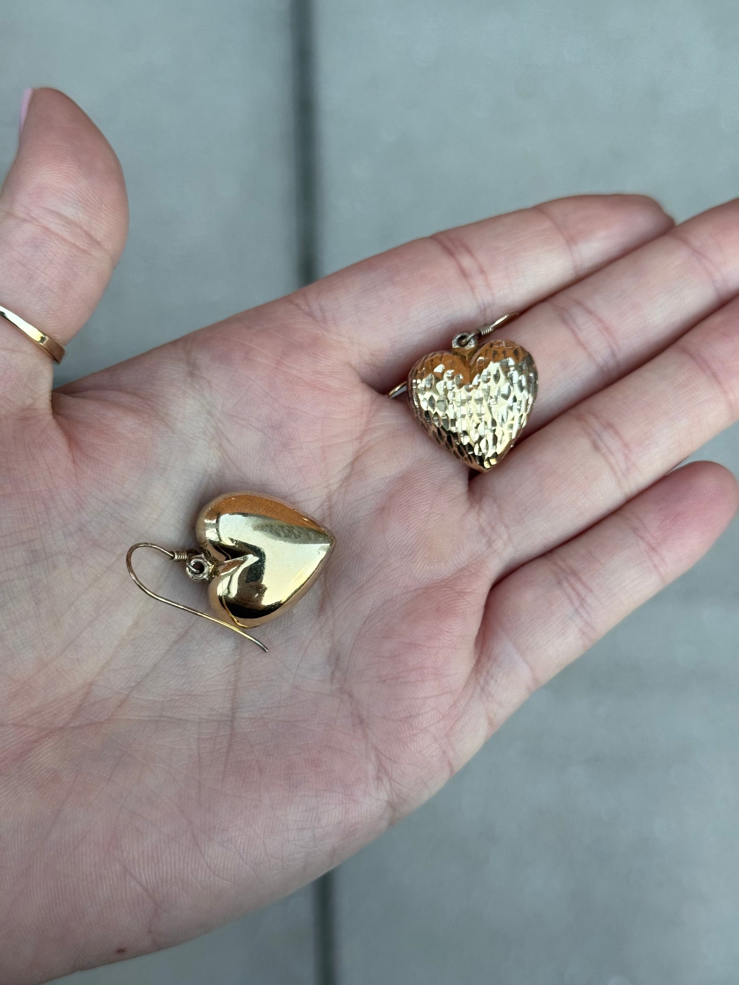 Sterling in Gold Puffy Heart Earrings
