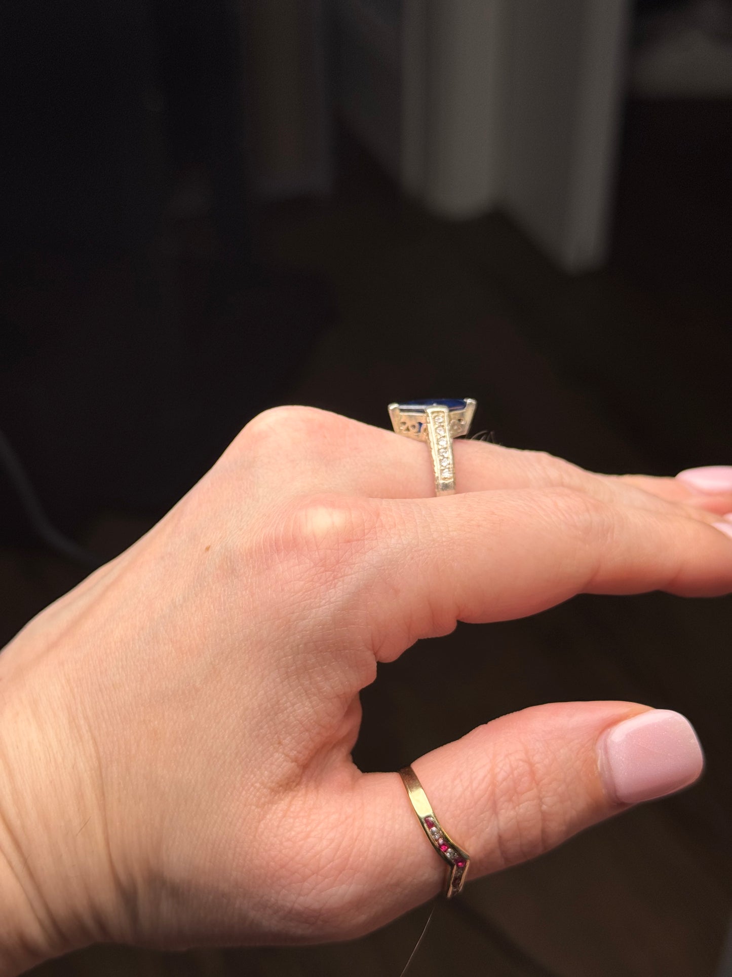 Sterling sapphire ring - size 9
