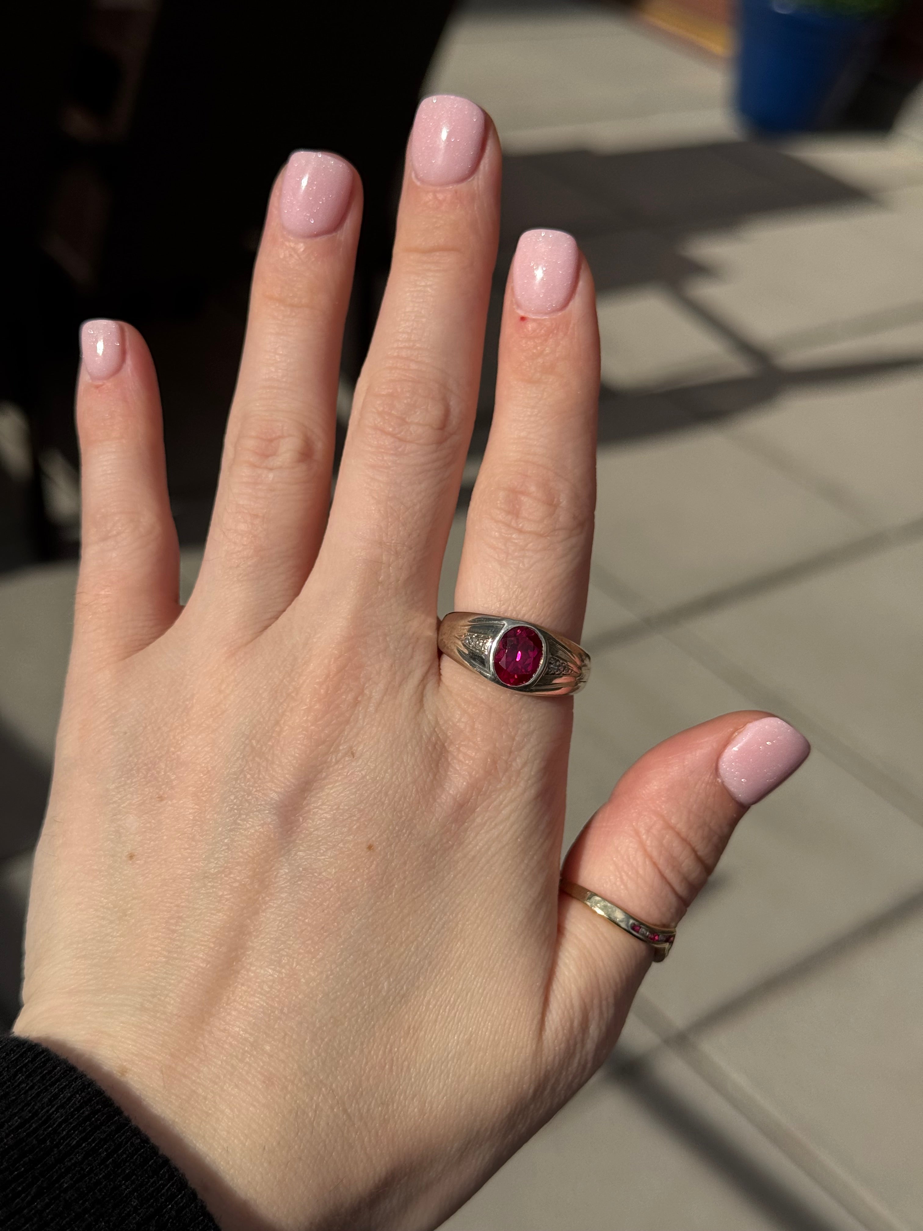 Sterling Silver Ruby & Diamond Ring – Size 10.75