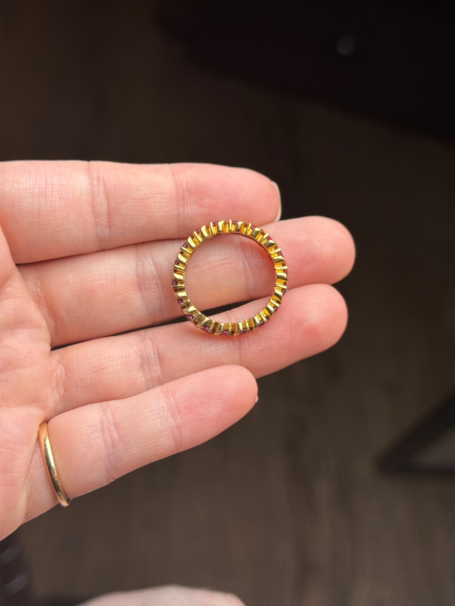 Sterling Vermeil Ruby Eternity Band - Size 9