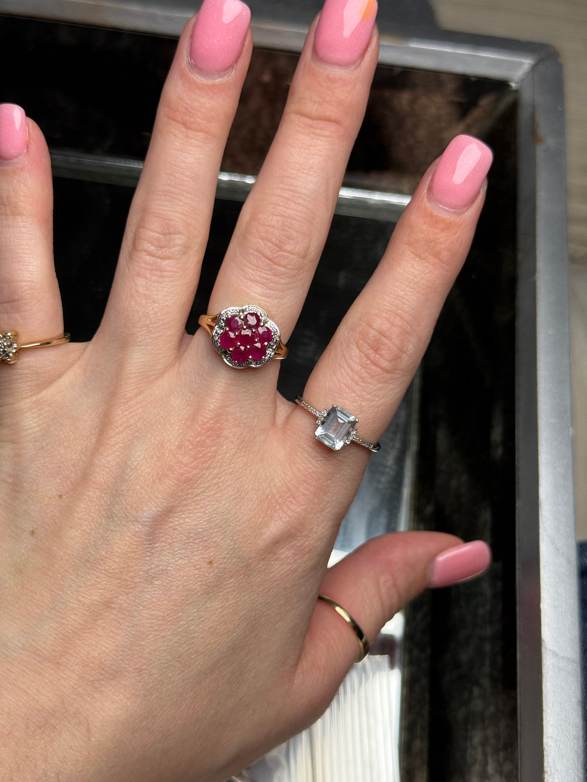 14k Ruby Diamond Ring - size 7-7.25