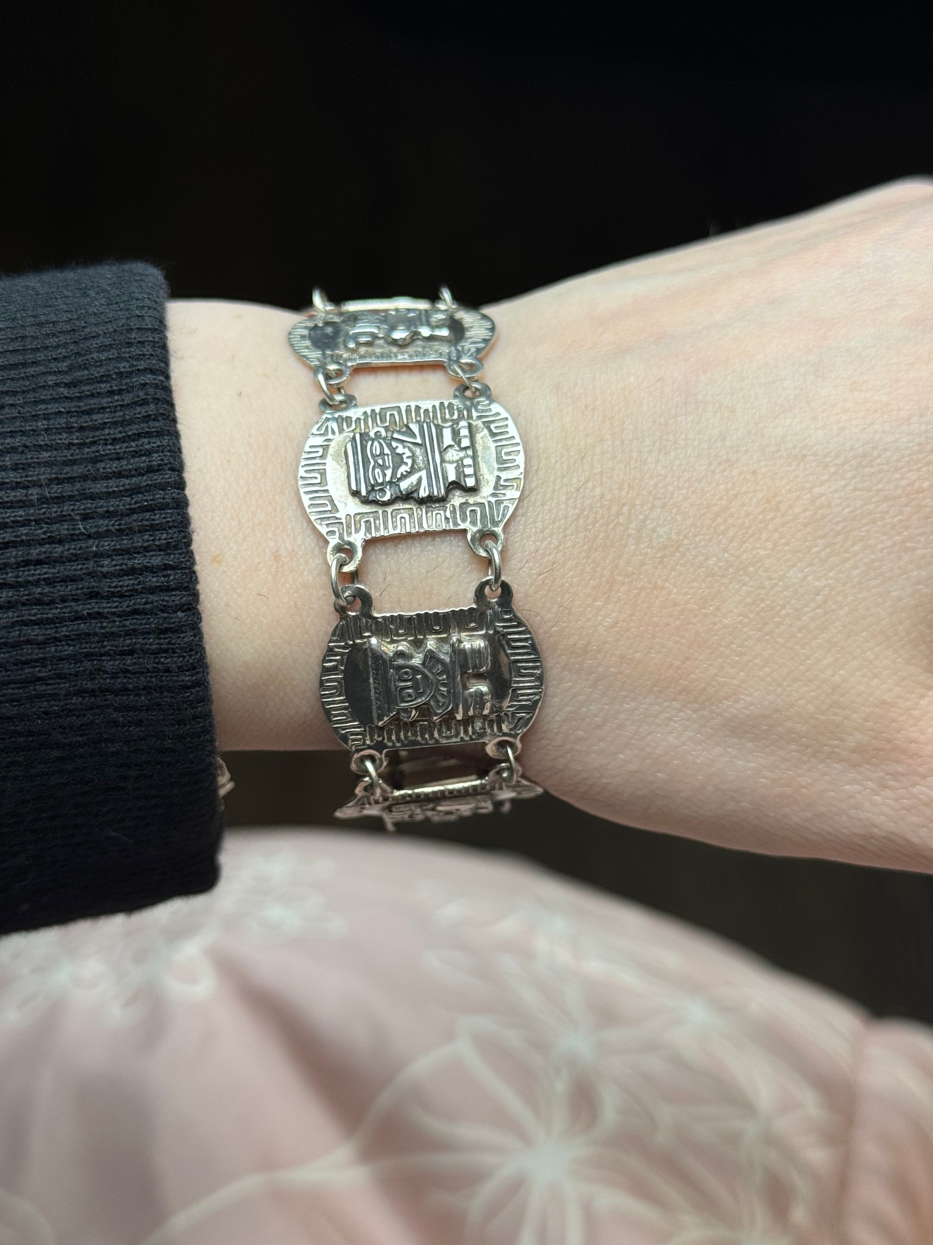 Silver 900 Tribal Deity Panel Bracelet – 6.75 Inches