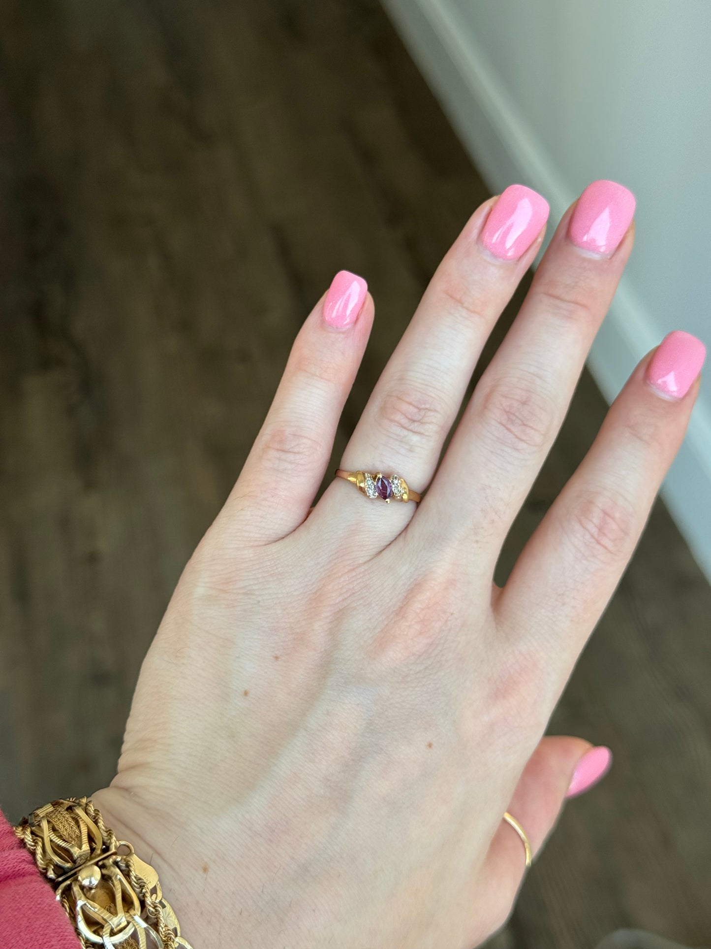 10K Sapphire Diamond Ring - Size 7