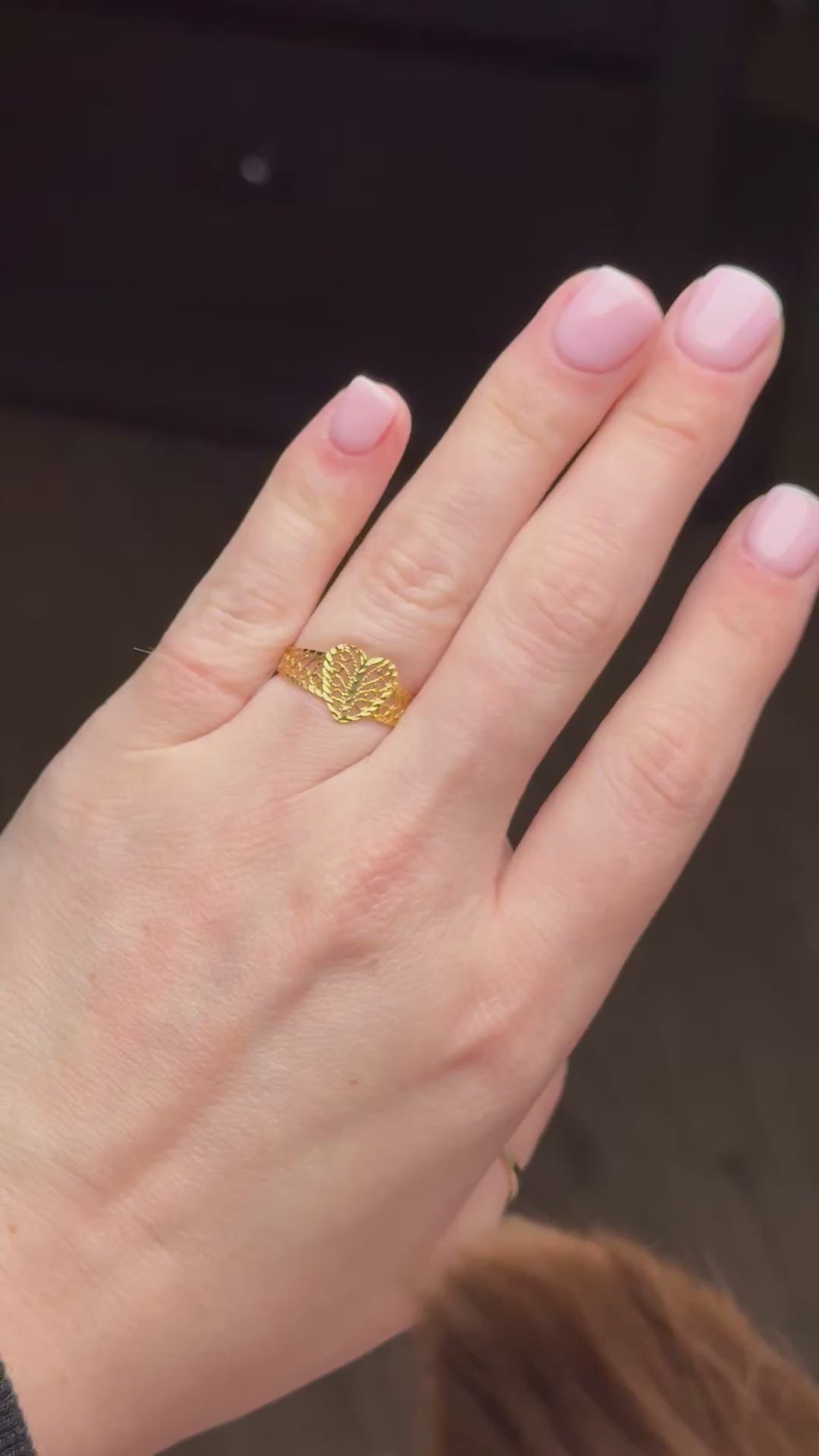 14K Gold Filigree Heart Ring – Size 6.5