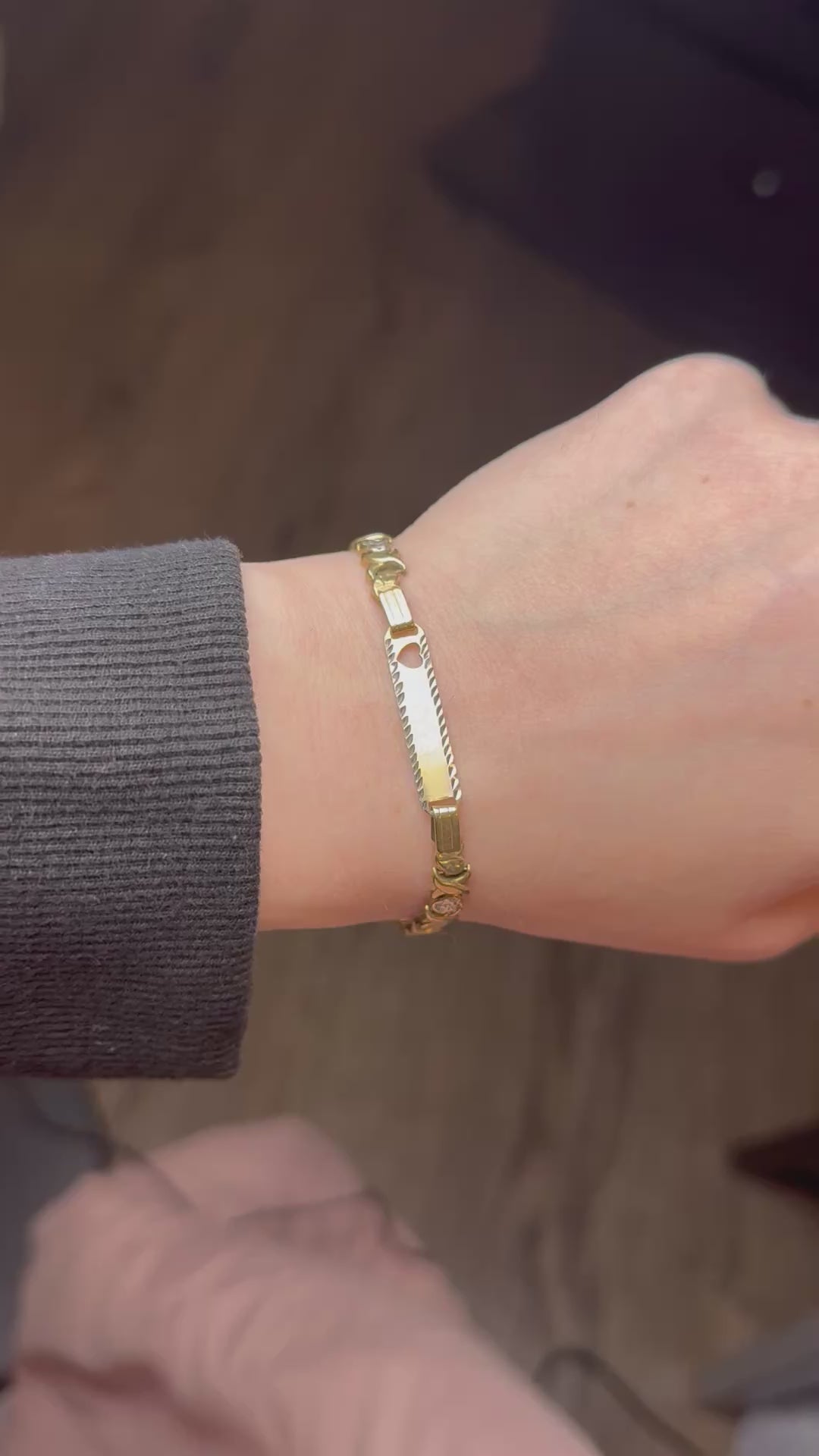 10K Two-Tone Engravable ID Bracelet