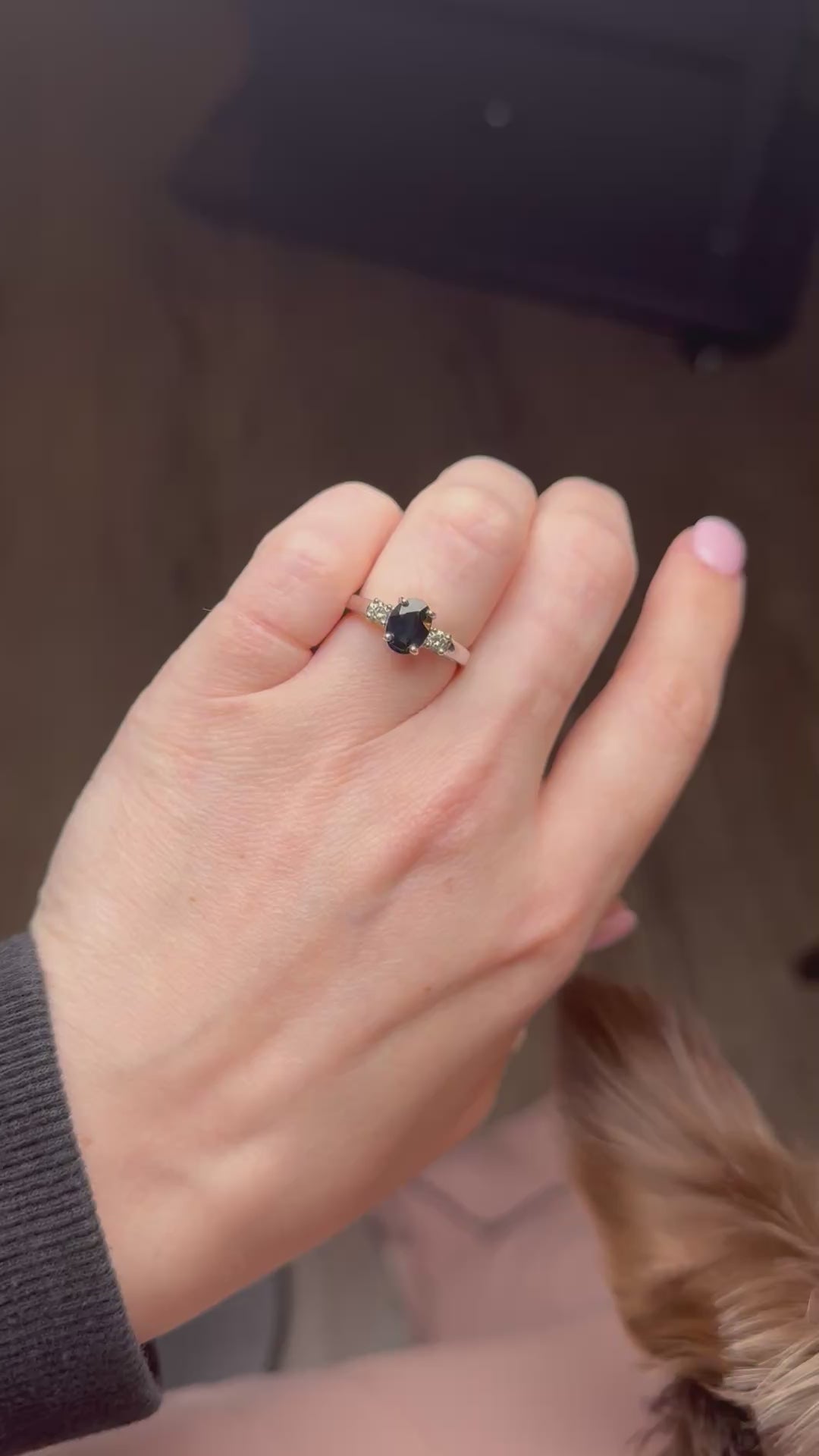 14K White Gold Diamond and Sapphire Ring