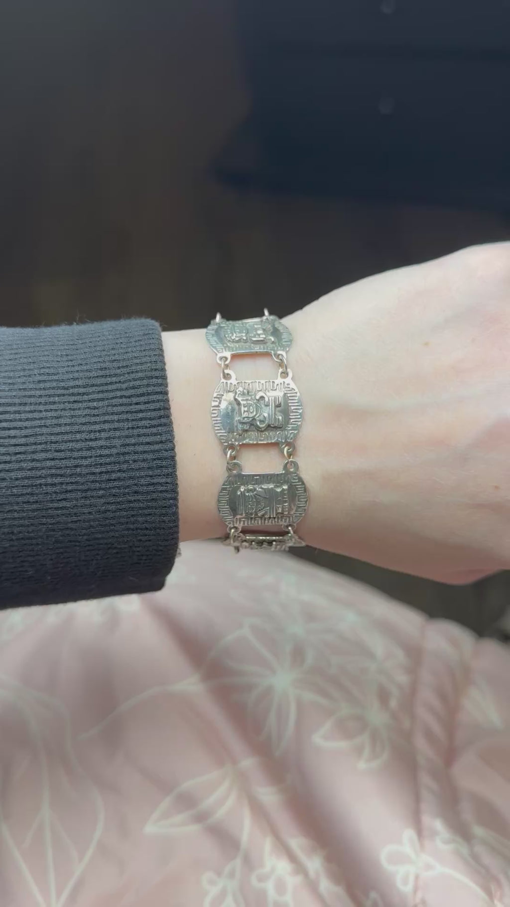 Silver 900 Tribal Deity Panel Bracelet – 6.75 Inches
