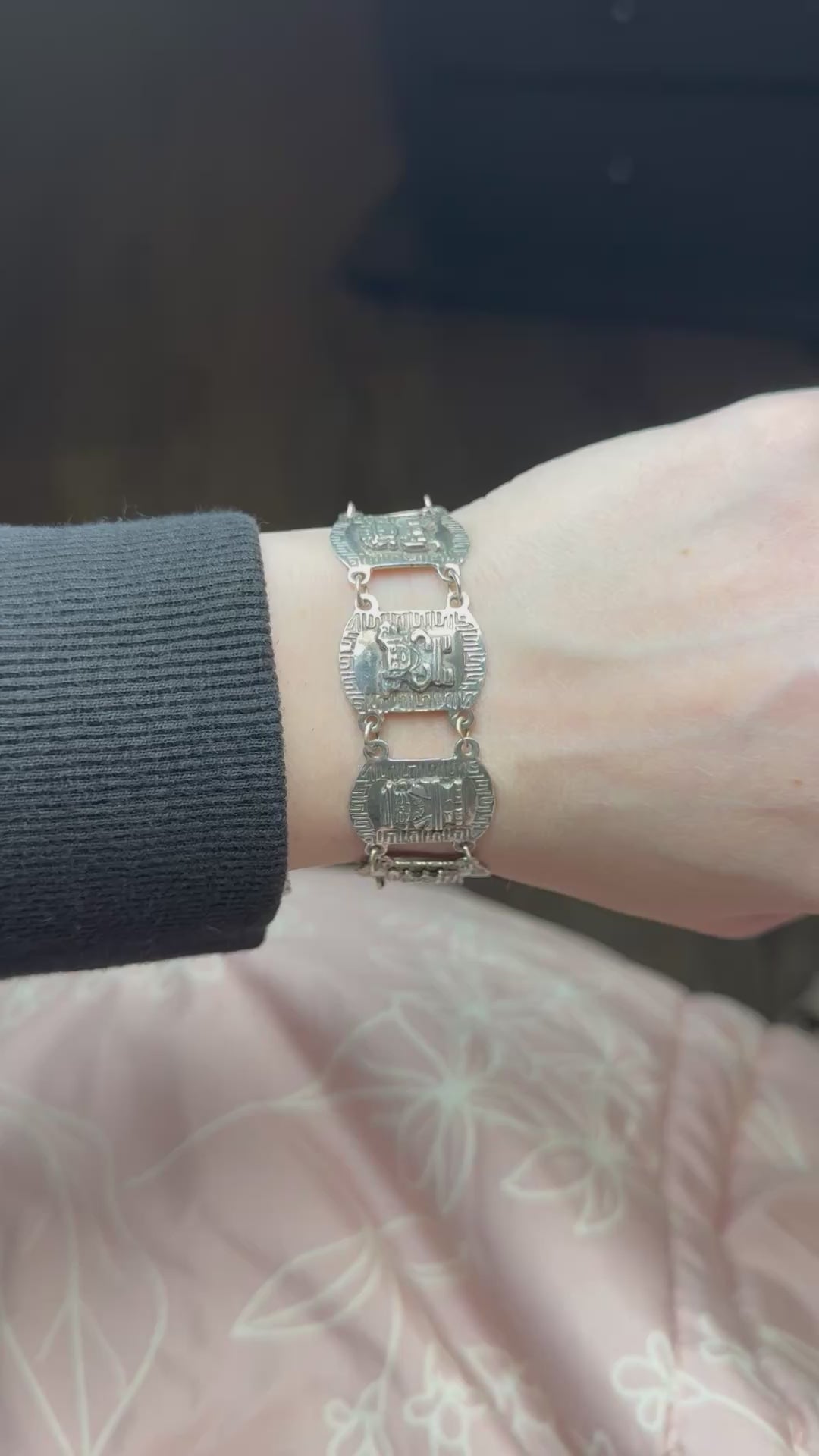 Silver 900 Tribal Deity Panel Bracelet – 6.75 Inches