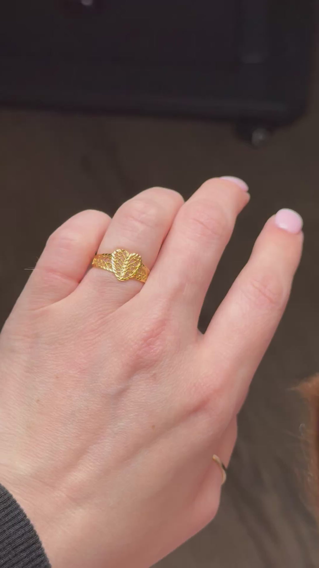 14K Gold Filigree Heart Ring – Size 6.5