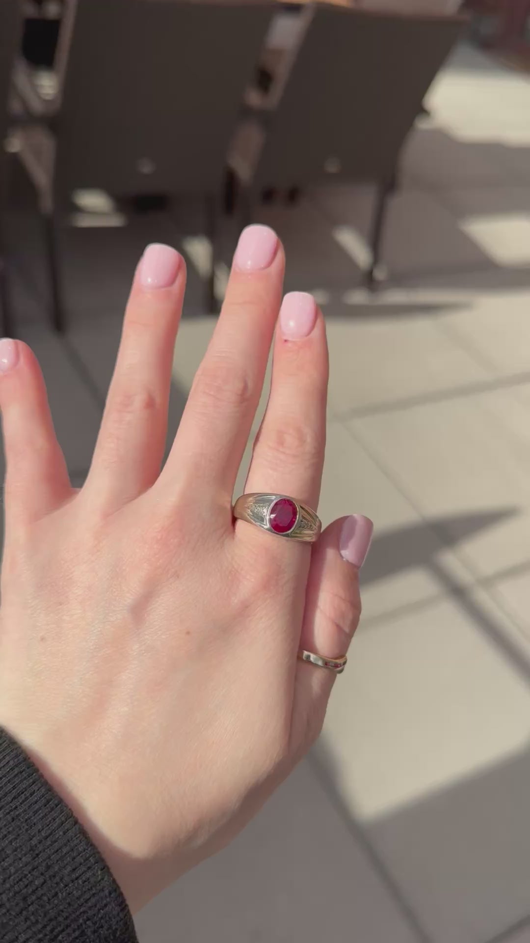 Sterling Silver Ruby & Diamond Ring – Size 10.75