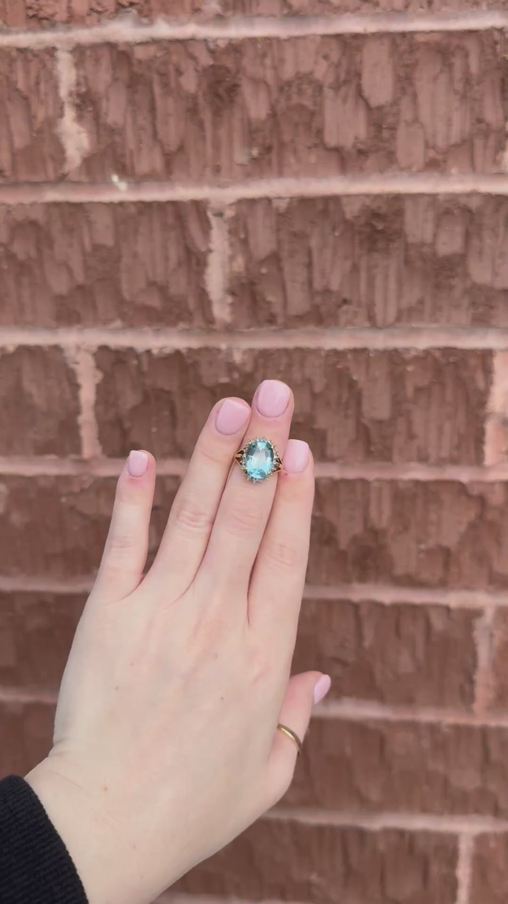 10K Gold Blue Topaz & Diamond Ring – Size 5